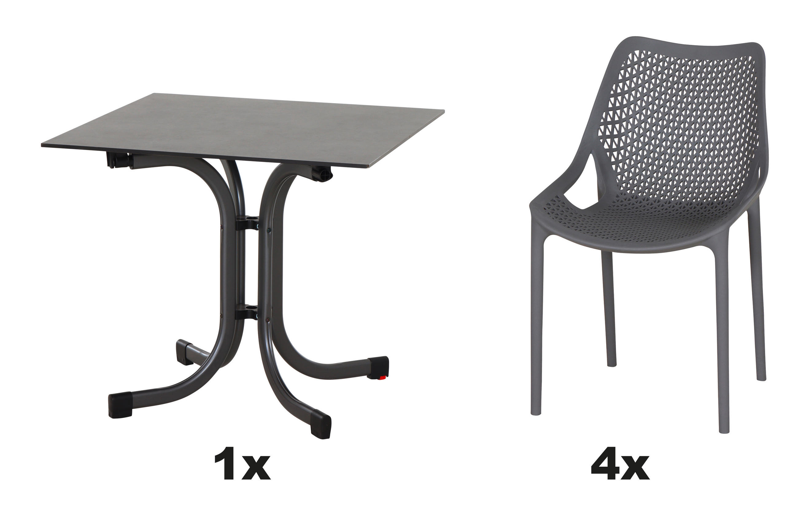 GARTENGARNITUR 5-teilig Stahl  - Grau, Basics, Kunststoff/Metall (80/81/80cm) - Siena Garden