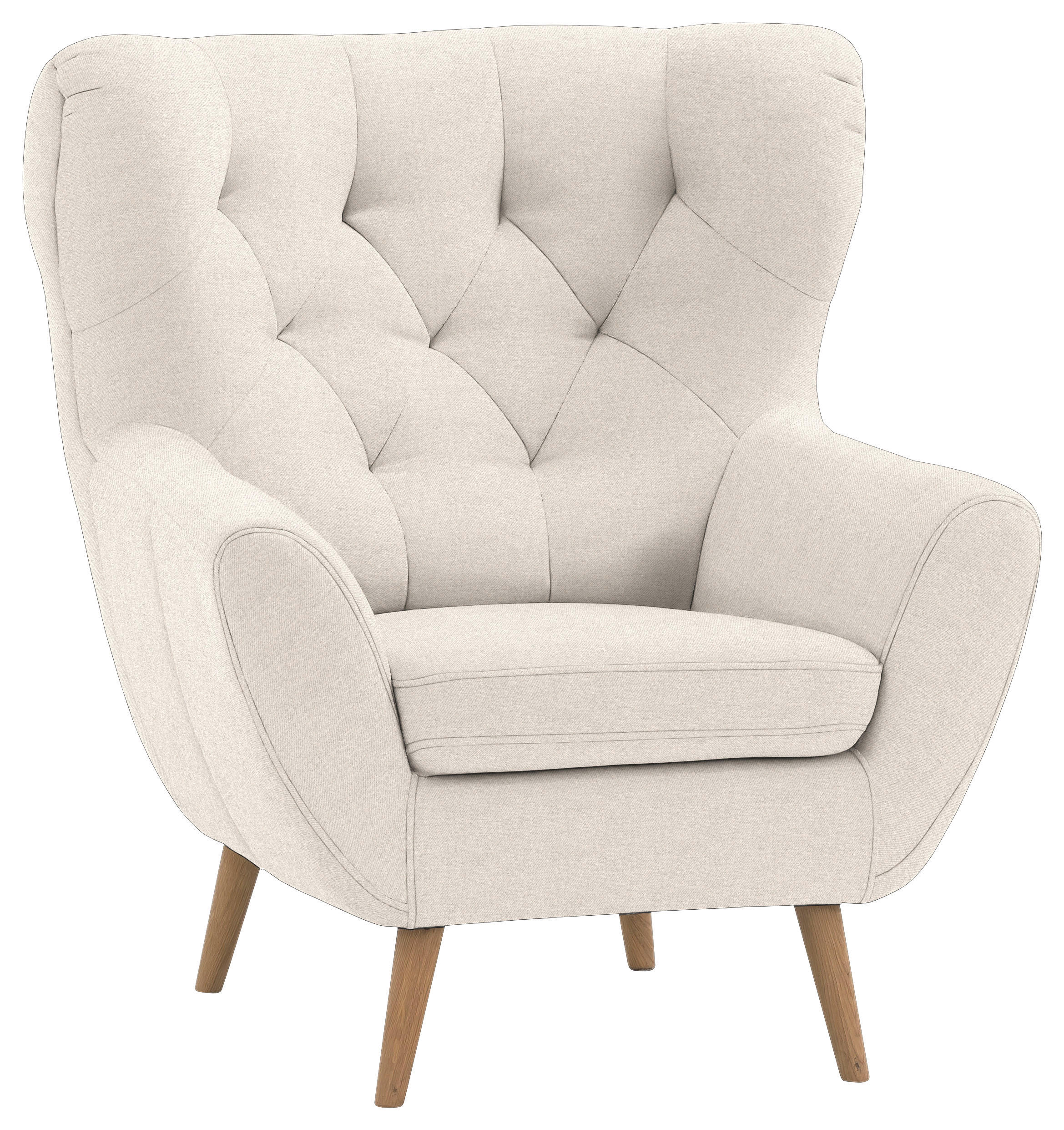 SESSEL in Mikrofaser Beige  - Eichefarben/Beige, Design, Holz/Textil (87/101/95cm) - Stylife