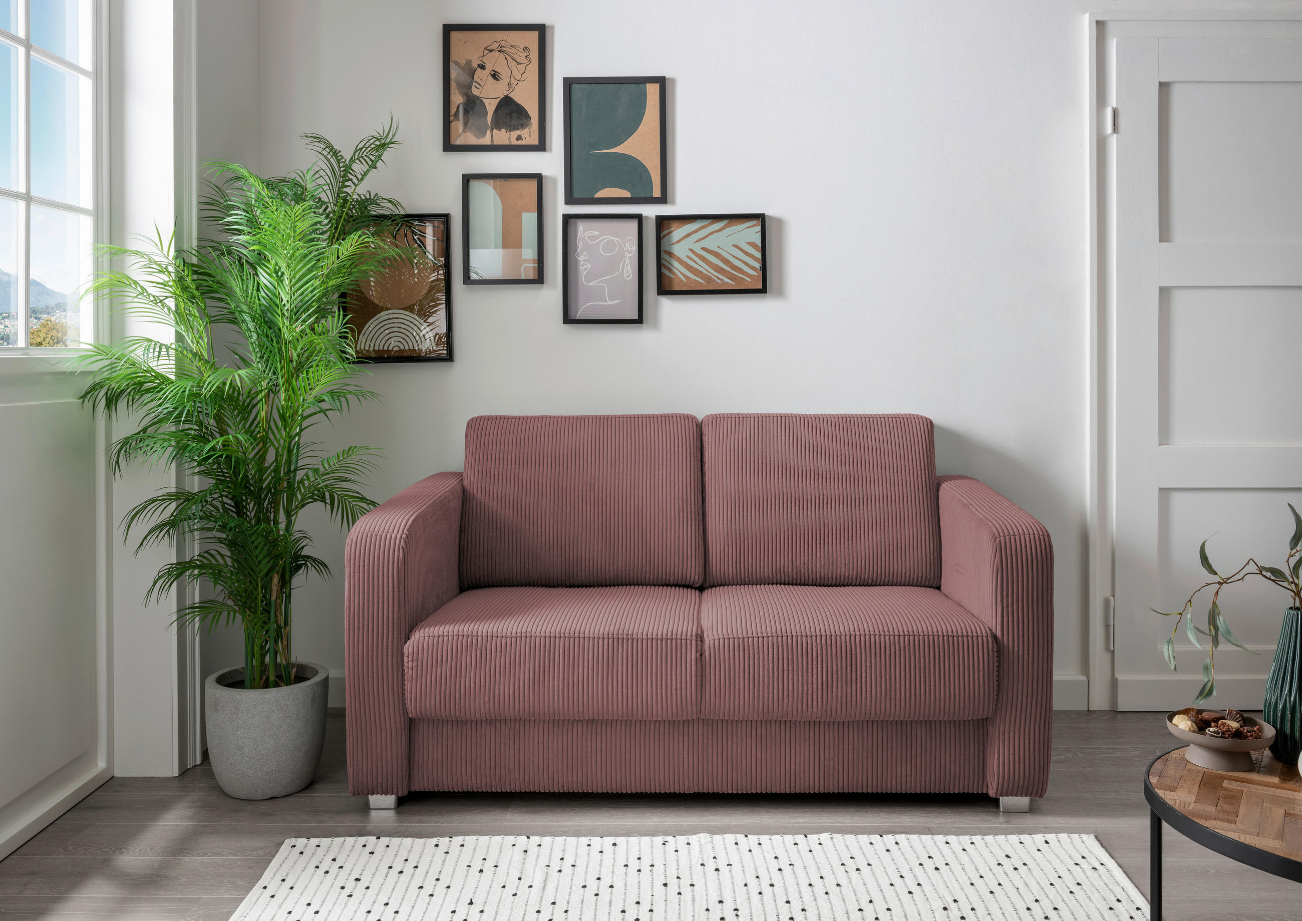 SCHLAFSOFA in Cord Koralle  - Chromfarben/Koralle, Basics, Kunststoff/Textil (159/88/87cm) - Livetastic