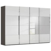 SCHWEBETÜRENSCHRANK 316/235/68 cm 4-türig Graphitfarben, Weiß  - Chromfarben/Graphitfarben, Design, Glas/Holzwerkstoff (316/235/68cm) - Novel