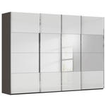 SCHWEBETÜRENSCHRANK  in Graphitfarben, Weiß  - Chromfarben/Graphitfarben, Design, Glas/Holzwerkstoff (316/235/68cm) - Novel