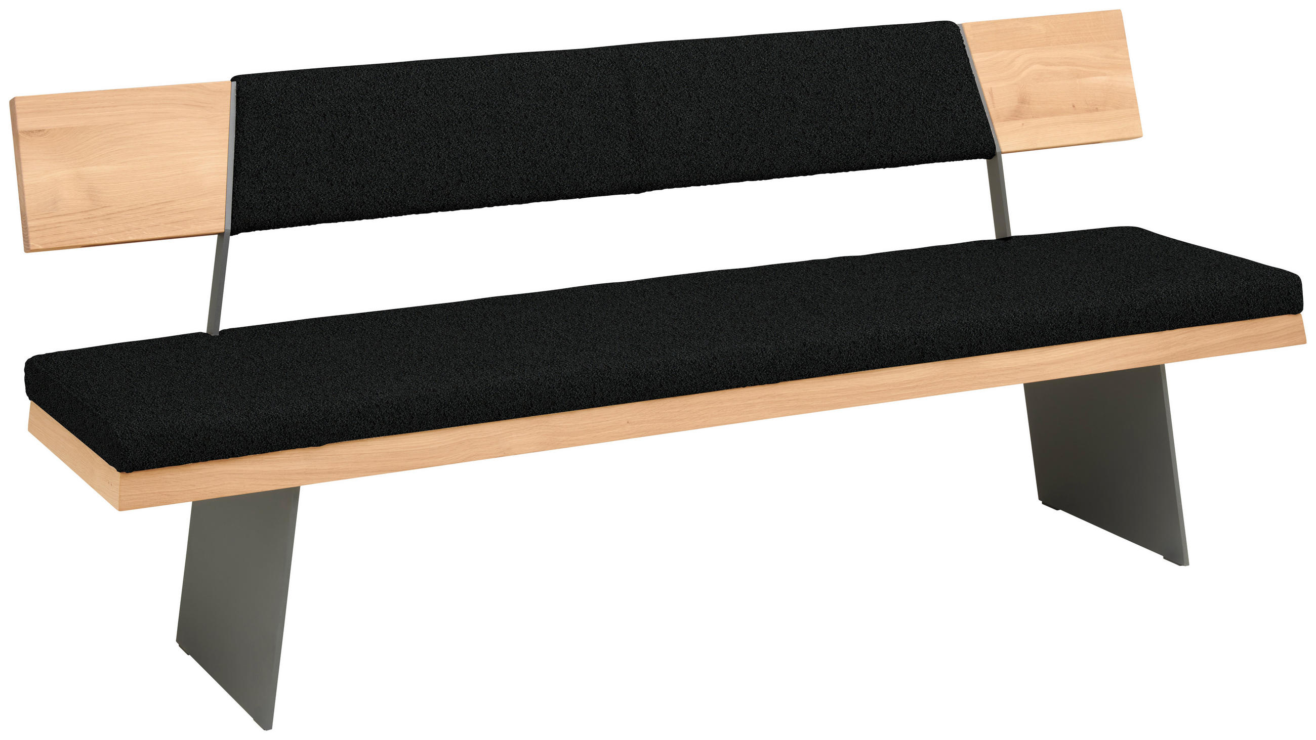 SITZBANK 207/90/58 cm  in Schwarz, Wildeiche  - Wildeiche/Schwarz, Natur, Holz/Textil (207/90/58cm) - Voglauer