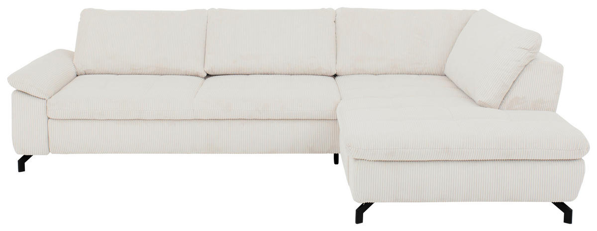 ECKSOFA in Cord, Velours Beige  - Beige/Schwarz, Design, Textil/Metall (291/197cm) - Beldomo Style