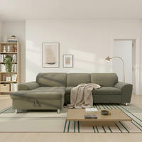 ECKSOFA MERIDIAN Schlammfarben Mikrofaser Rücken echt  - Chromfarben/Schlammfarben, KONVENTIONELL, Textil/Metall (171/278cm) - MID.YOU