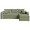 ECKSOFA Olivgrün Cord  - Schwarz/Olivgrün, KONVENTIONELL, Kunststoff/Textil (140/240cm) - Carryhome
