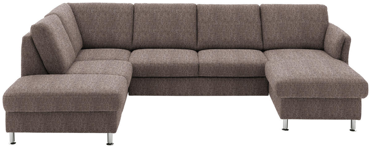SOFFA i flatväv brun  - kromfärg/brun, Klassisk, metall/textil (200/305/168cm) - Beldomo System