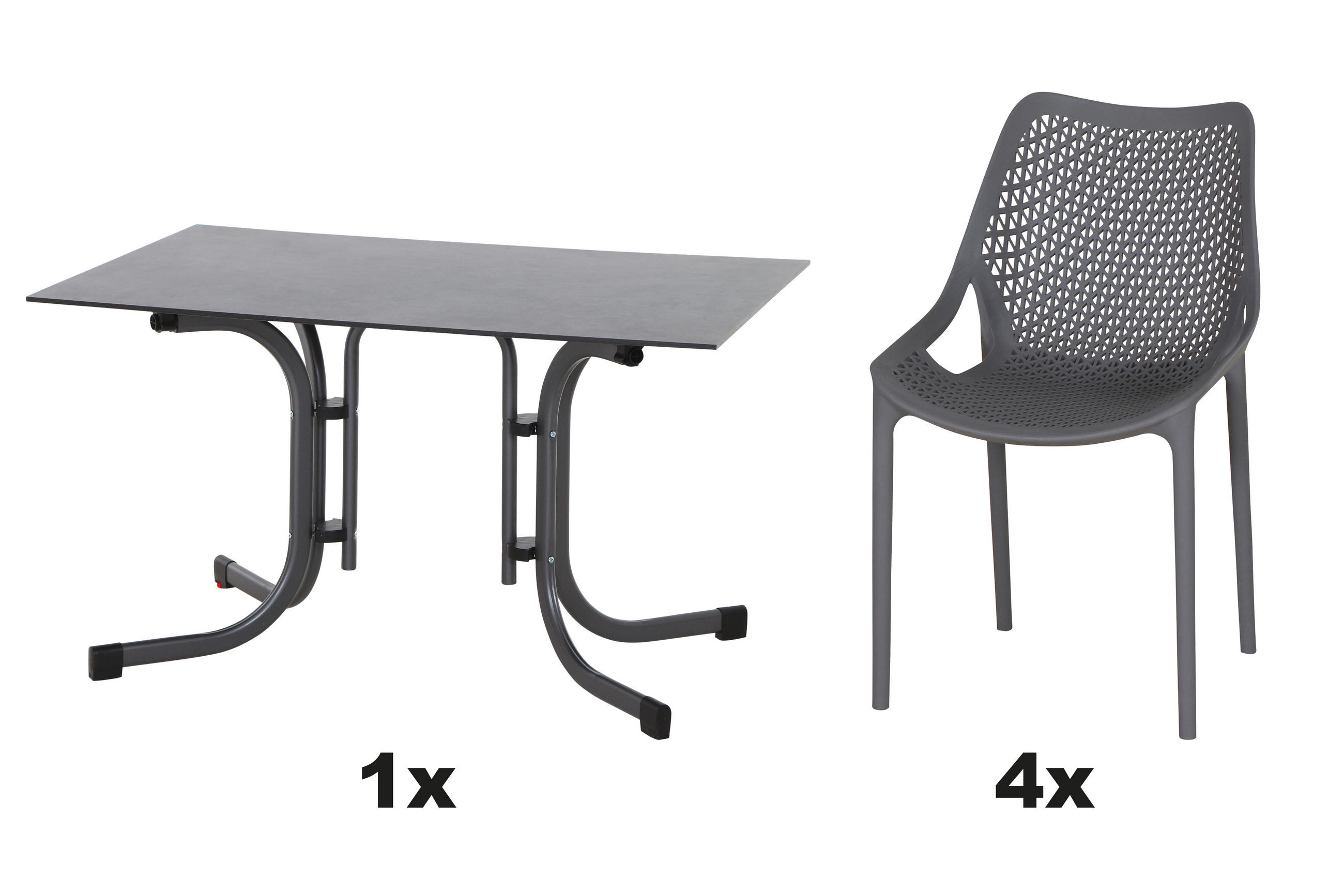 GARTENGARNITUR 5-teilig Stahl  - Grau, Basics, Kunststoff/Metall (80/81/120cm) - Siena Garden
