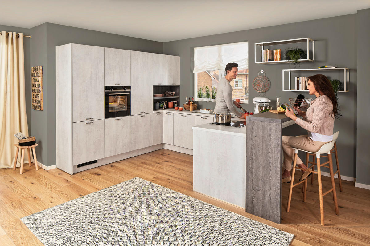 EINBAUKÜCHE COMET  - Grau, Design, Holzwerkstoff - Moderano