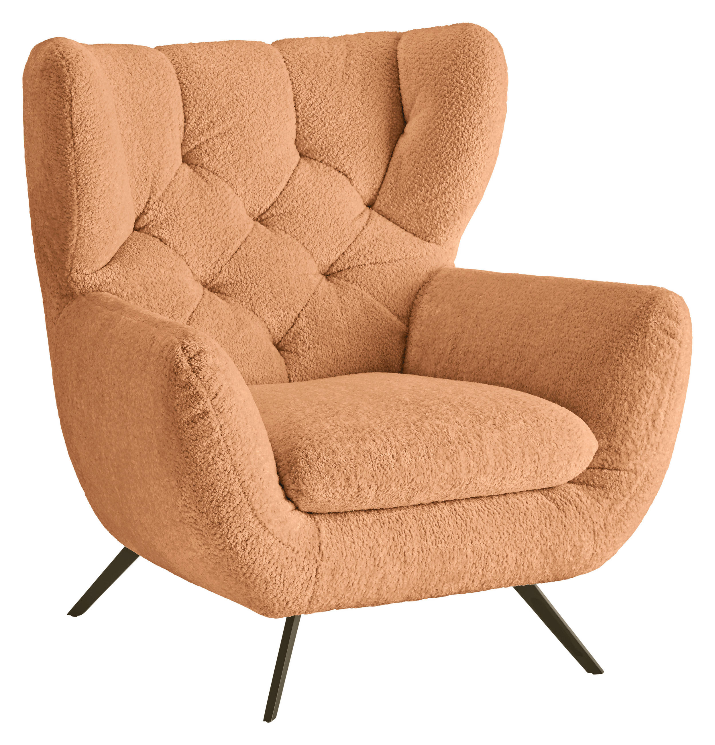 CHESTERFIELD-SESSEL Chenille Rostfarben  - Rostfarben/Schwarz, MODERN, Textil/Metall (100/94/95cm) - Pure Home Lifestyle