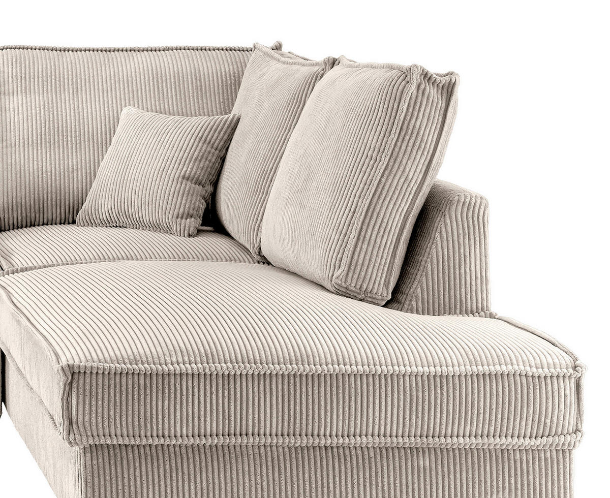 WOHNLANDSCHAFT in Cord Beige  - Beige/Schwarz, Modern, Textil/Metall (150/309/198cm) - MID.YOU