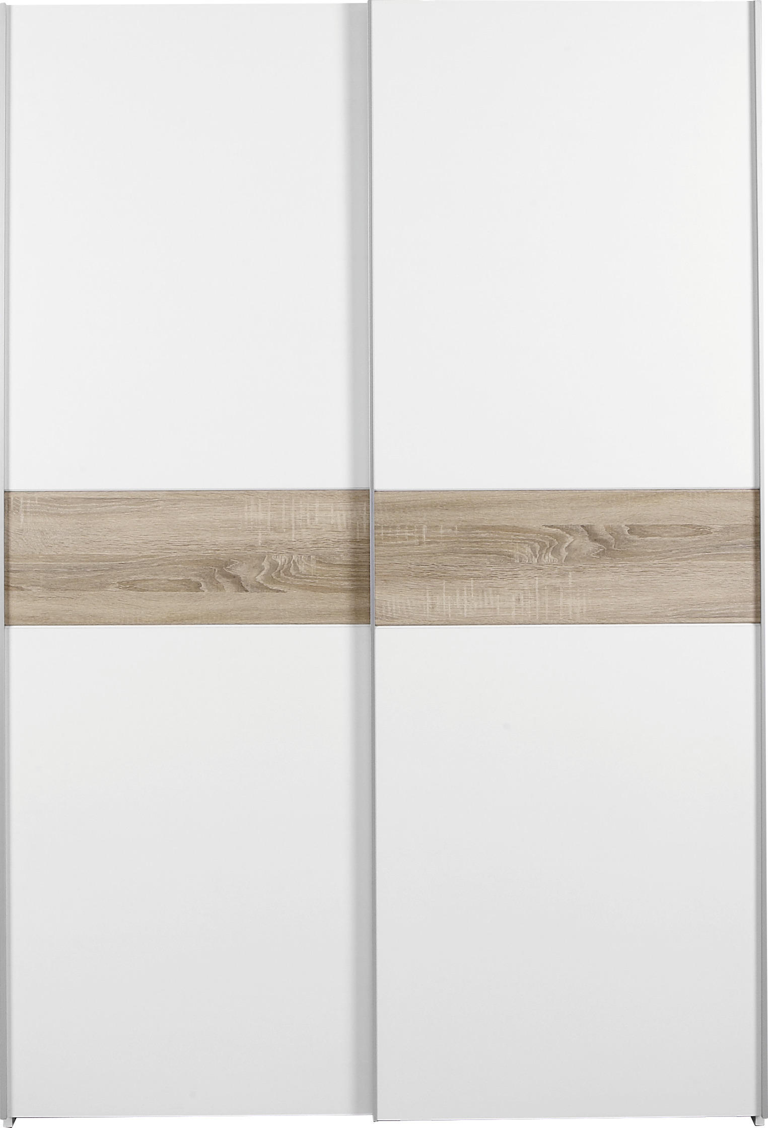 OMARA Z DRSNIMI VRATI, bela, hrast sonoma  - bela/barve aluminija, Basics, kovina/leseni material (125/195/58cm) - Boxxx