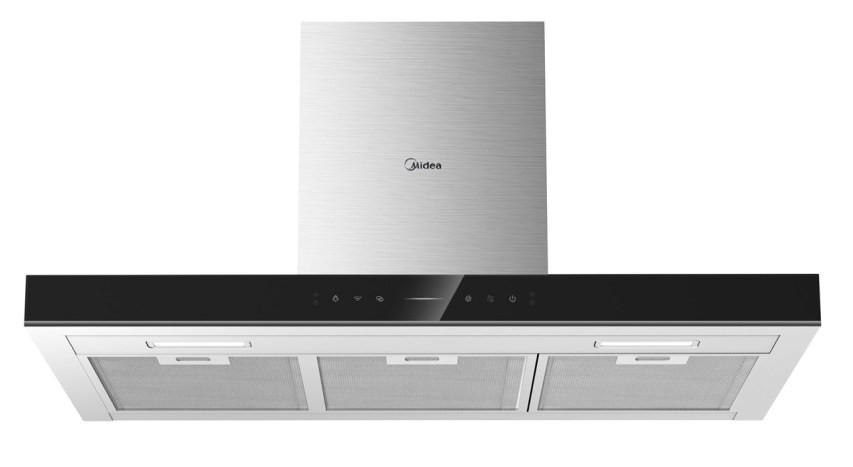 DUNSTABZUGSHAUBE MH90M77T6B  - Edelstahlfarben/Schwarz, Basics, Metall (89,8/46,5/50cm) - Midea