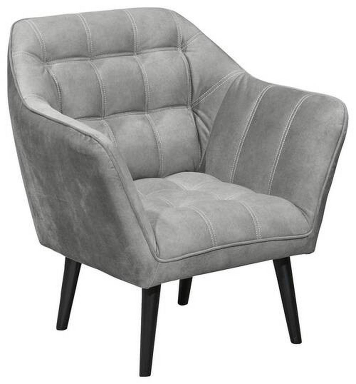 COCKTAILSESSEL in Mikrovelours Grau  - Schwarz/Grau, Modern, Holz/Holzwerkstoff (84/87/70cm) - MID.YOU