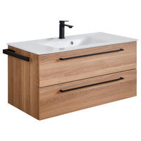 WASCHTISCHKOMBI 101,2 cm  - Eichefarben/Schwarz, KONVENTIONELL, Glas/Holzwerkstoff (101,2cm) - Novel