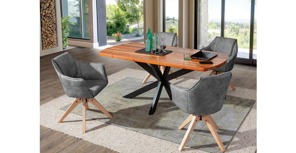 ARMLEHNSTUHL in Lederlook - Eichefarben/Grau, Design, Holz/Textil (62/84/56cm) - Landscape