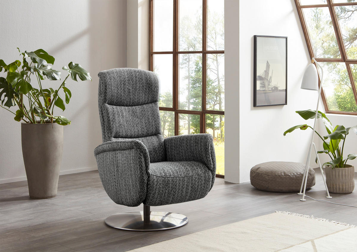 RELAXSESSEL in Textil Schwarz  - Edelstahlfarben/Schwarz, Design, Textil/Metall (71/112/83cm) - Dieter Knoll