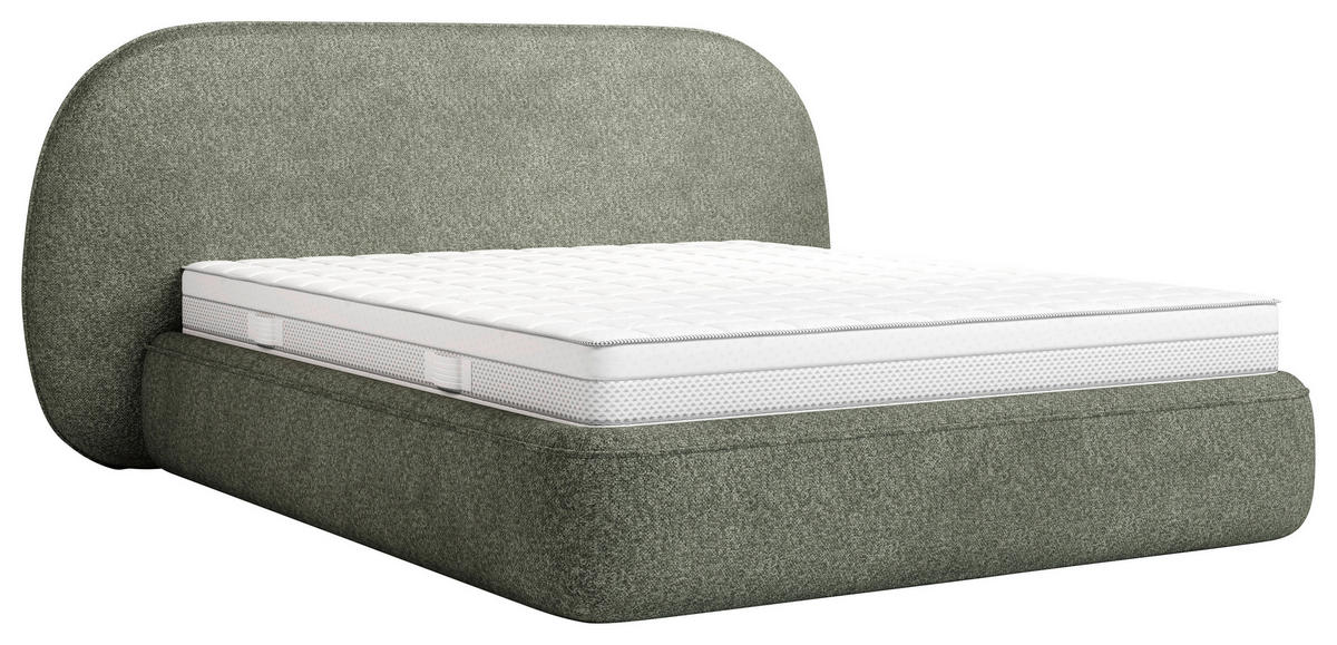 STOPPAD SÄNG ,140/200 cm  i grön  - grön/svart, Modern, metall/trämaterial (140/200cm) - MID.YOU