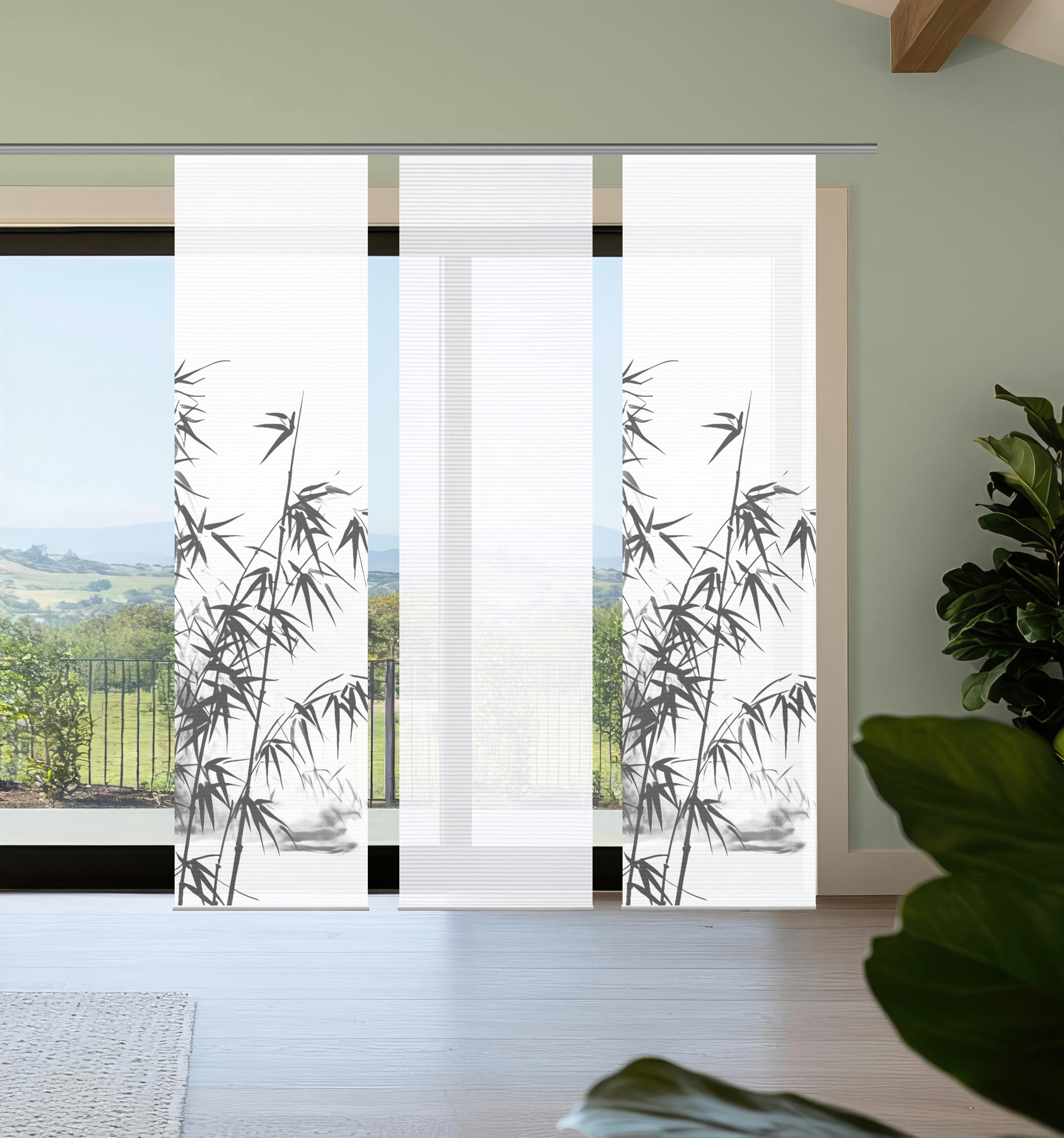 FLÄCHENVORHANG  3 Stück  blickdicht  60/245 cm   - Grau Hochglanz/Weiß, Natur, Textil (60/245cm)