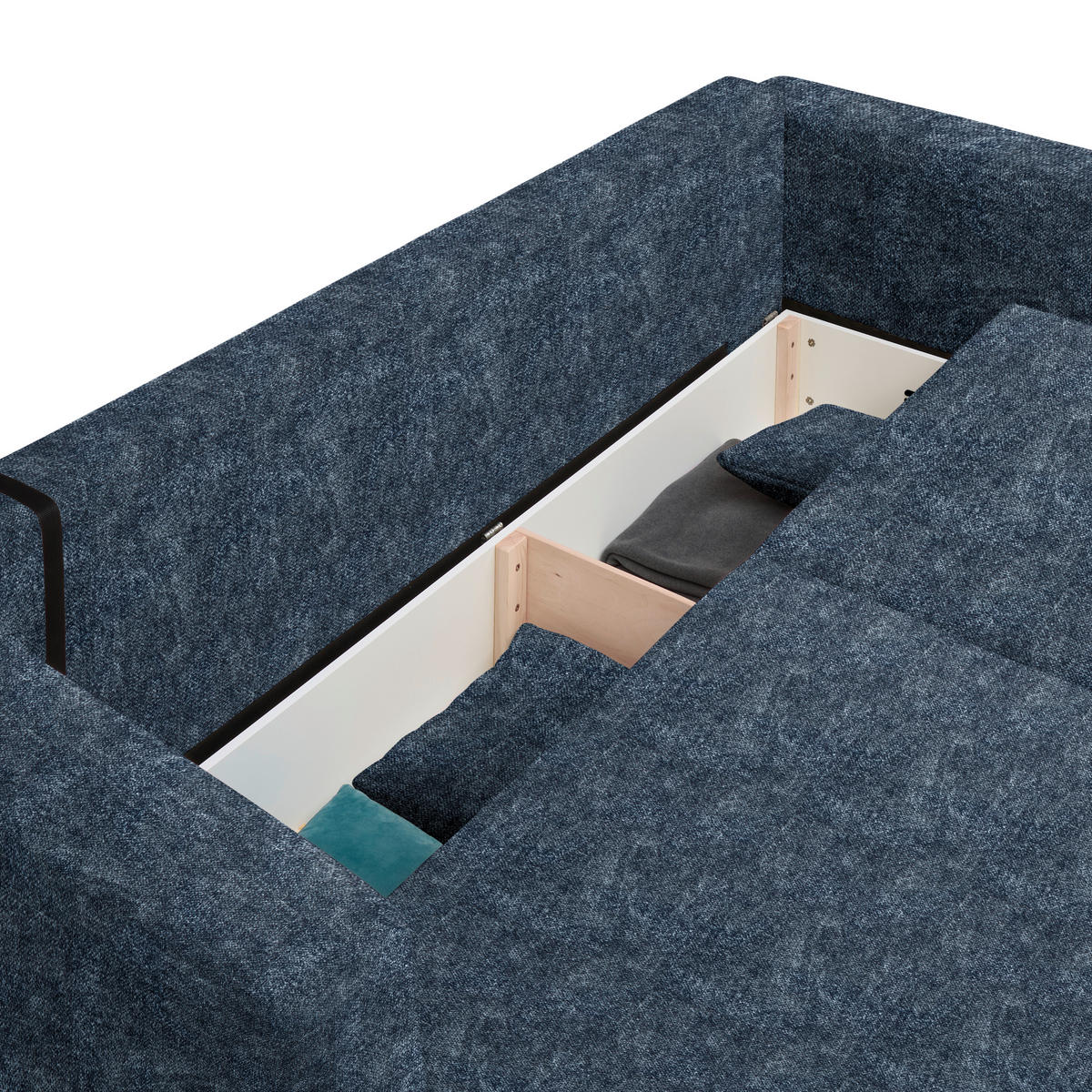 SCHLAFSOFA  mit Stoffauswahl, Schlafen auf Sitzhöhe, Rücken echt Velours Dunkelblau  - Schwarz/Dunkelblau, Design, Kunststoff/Textil (250/92/105cm) - Carryhome