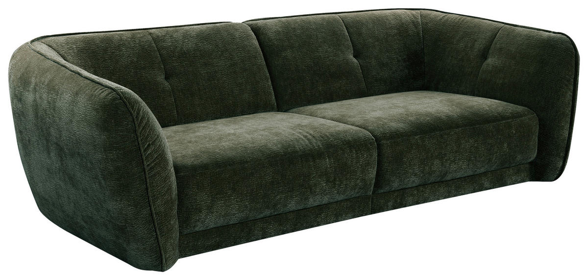 BIGSOFA in Chenille Olivgrün  - Schwarz/Olivgrün, Konventionell, Kunststoff/Textil (290/86/121cm) - Sit & More