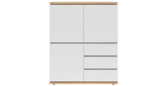 HIGHBOARD Weiß, Eiche Artisan Einlegeböden  - Schwarz/Weiß, MODERN, Holzwerkstoff (100/121/42cm) - Xora