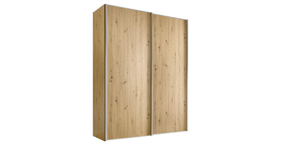 SCHWEBETÜRENSCHRANK  in Eiche Artisan  - Alufarben/Eiche Artisan, Design, Holzwerkstoff/Metall (200/222/68cm) - Moderano