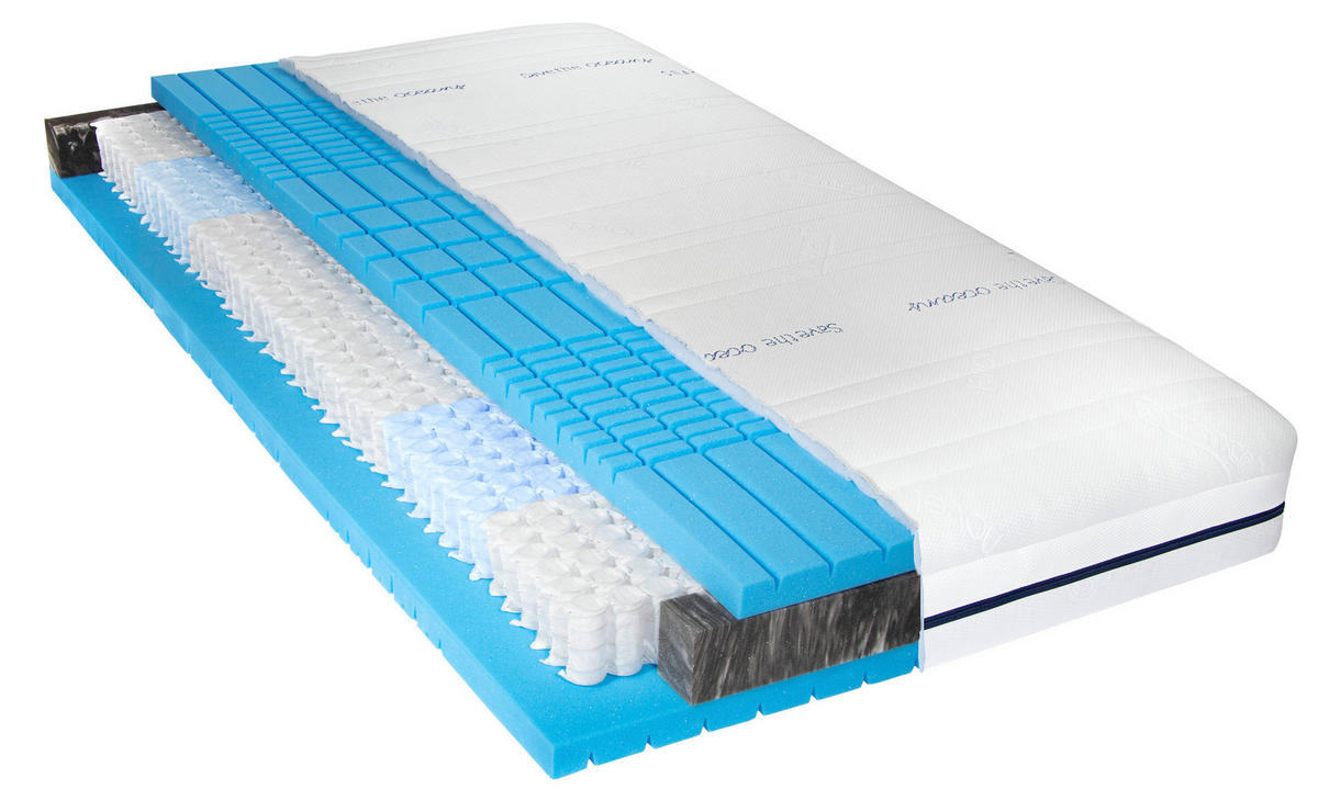 TASCHENFEDERKERNMATRATZE Emotion S60 Hybrid 90/200 cm Höhe ca. 21 cm  - Weiß, Basics, Textil (90/200cm) - Novel