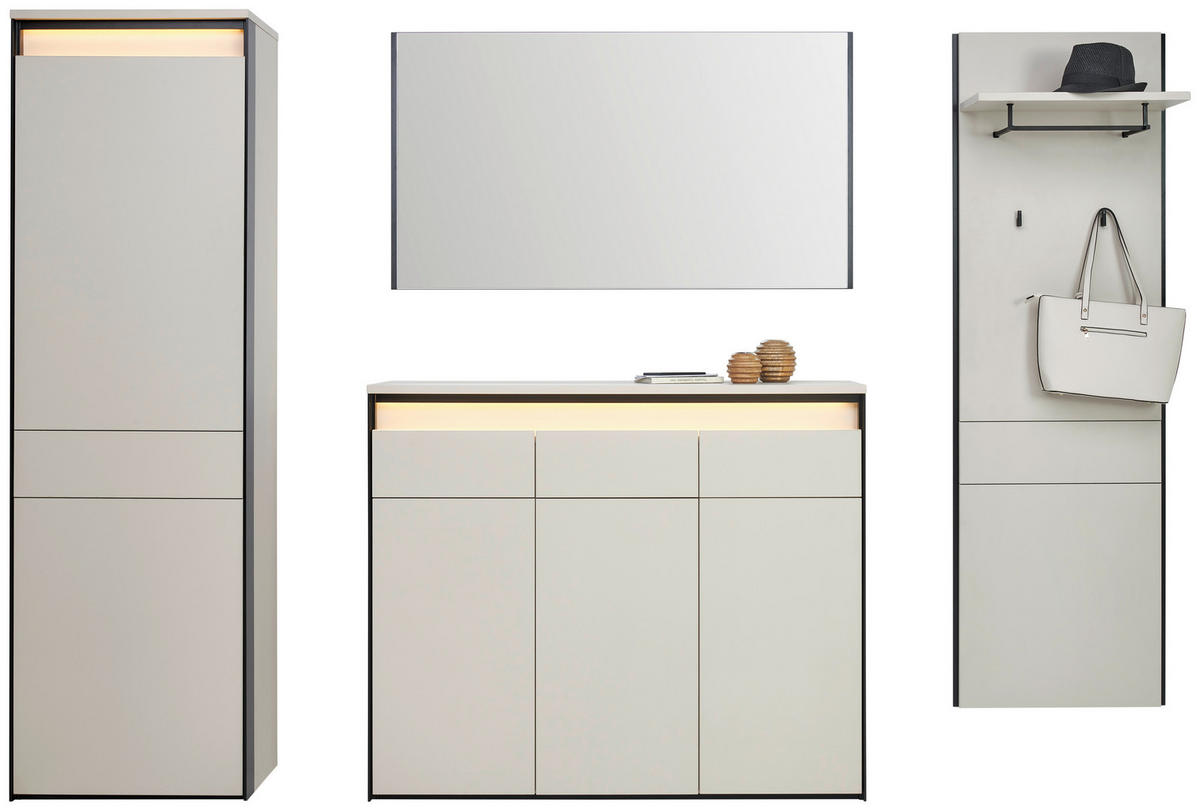 SCHUHSCHRANK Schwarz, Kaschmir  - Kaschmir/Schwarz, KONVENTIONELL, Holzwerkstoff (130/106/38cm) - Voleo