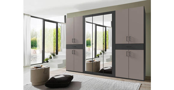 DREHTÜRENSCHRANK in Graphitfarben, Sahara - Schwarz/Graphitfarben, KONVENTIONELL, Glas/Holzwerkstoff (313/208/58cm) - Carryhome