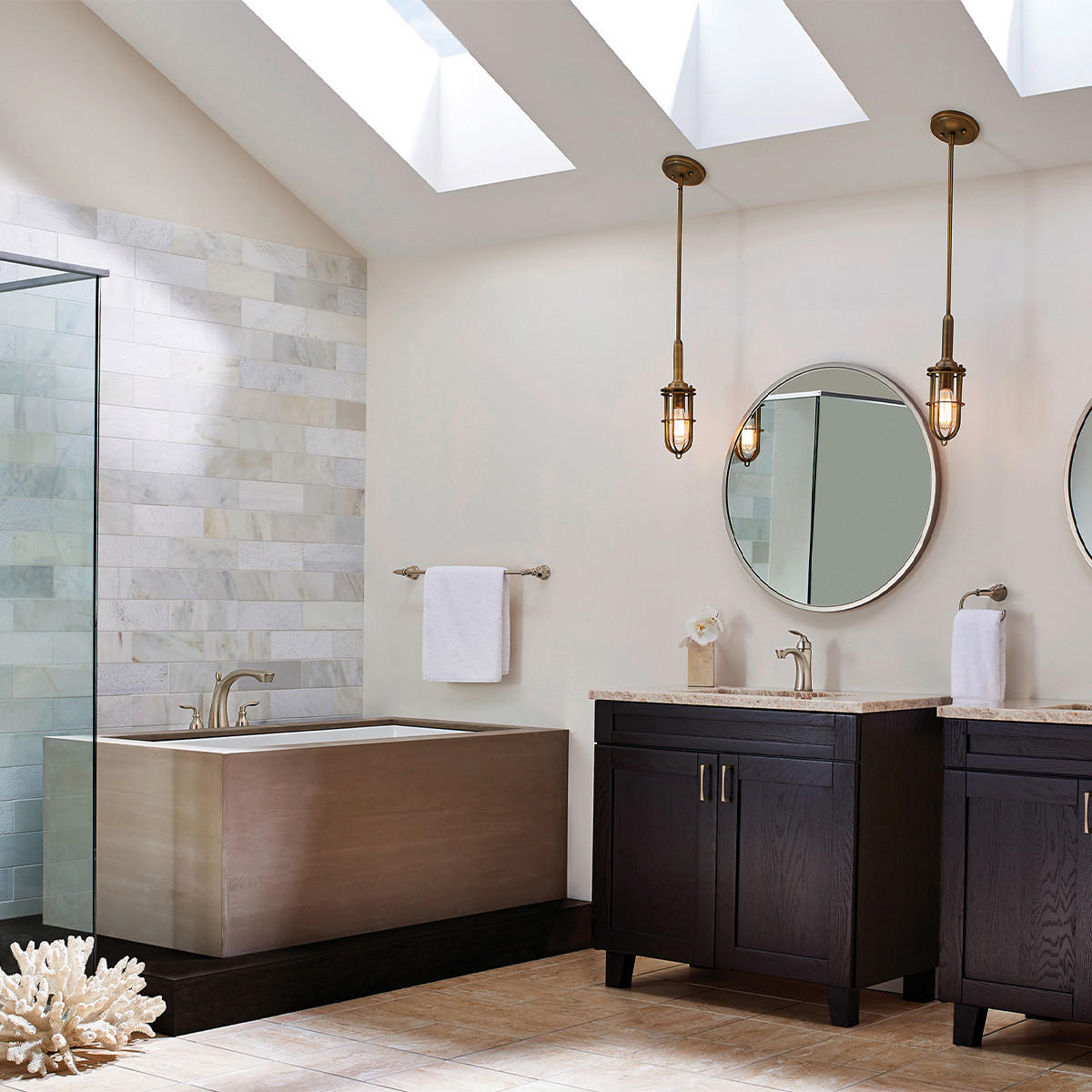 HÄNGELEUCHTE 14/45.3 cm  - Messingfarben, KONVENTIONELL, Glas/Metall (14/45.3cm) - Elstead Lighting