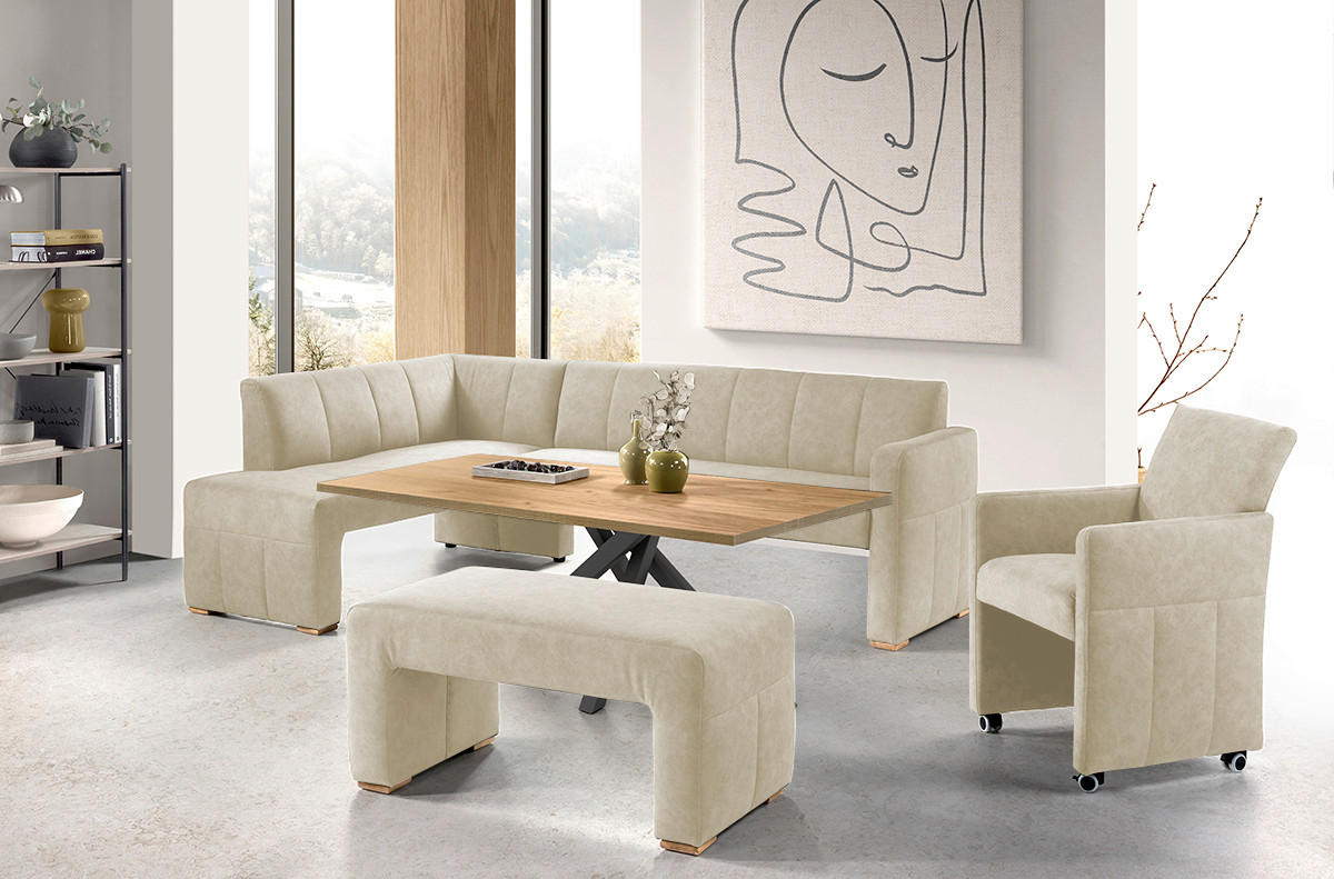 UGAONA KLUPA  boja peska   - boja hrasta/boja peska, Moderno, drvo/tekstil (245/159cm) - Livetastic