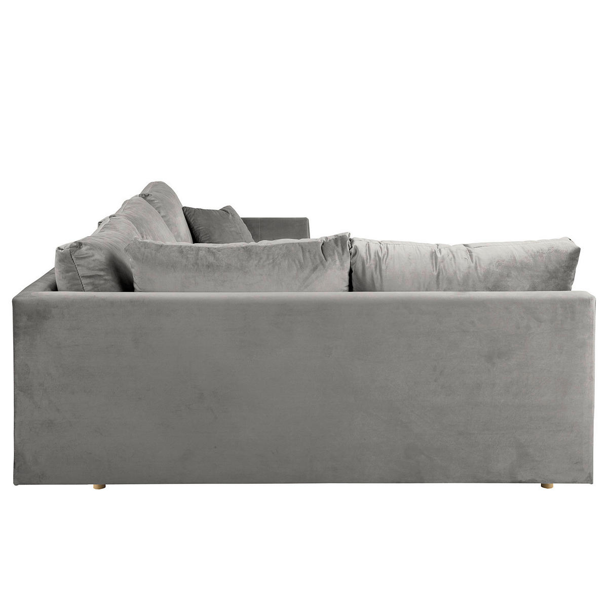 ECKSOFA inkl. Hocker Ariella Grau Samt Rückenkissen, Hocker  - Naturfarben/Grau, Design, Holz/Textil (231/161cm) - Livetastic
