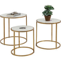 BEISTELLTISCHSET in Metall, Stein  - Beige/Messingfarben, KONVENTIONELL, Stein/Metall - Kare-Design