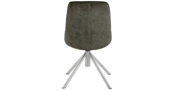 STUHL  in Edelstahl Flachgewebe Metall, Textil  - Edelstahlfarben/Olivgrün, Design, Textil/Metall (49/88/64cm) - Novel