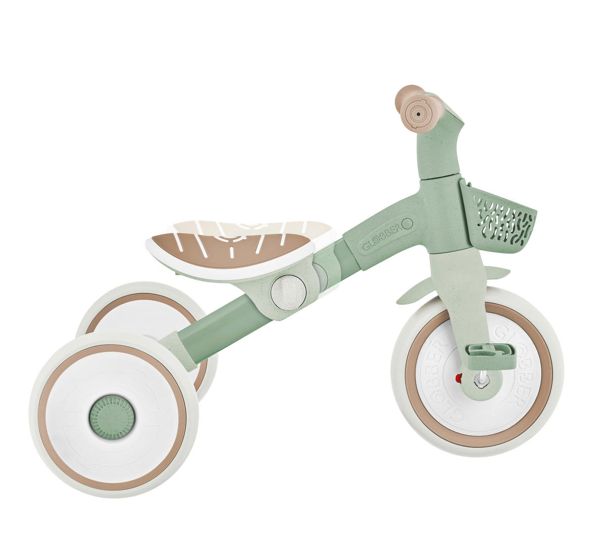 DREIRAD LEARNING TRIKE 2in1 PLUS ECO  - Salbeigrün, Basics, Kunststoff (58.9/41.0/42.7cm) - GLOBBER