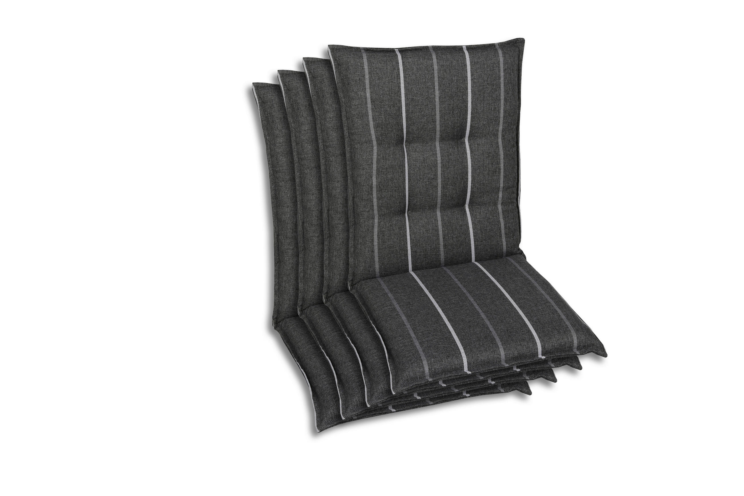 SESSELAUFLAGENSET Streifen  - Anthrazit, Basics, Textil (50/7/108cm)