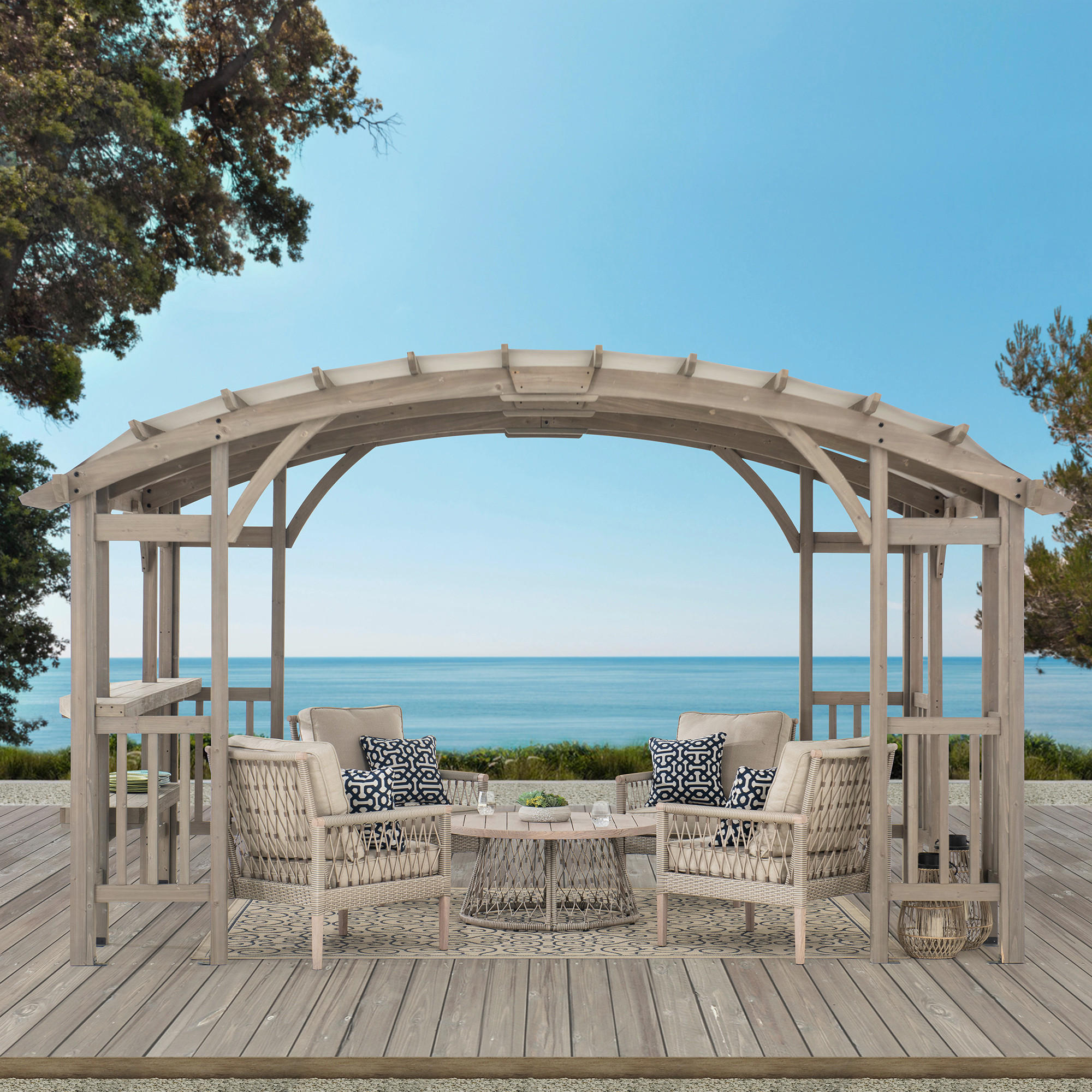 PAVILLON 427/250/305 cm  - Hellgrau/Naturfarben, Basics, Holz/Textil (427/250/305cm) - Modante