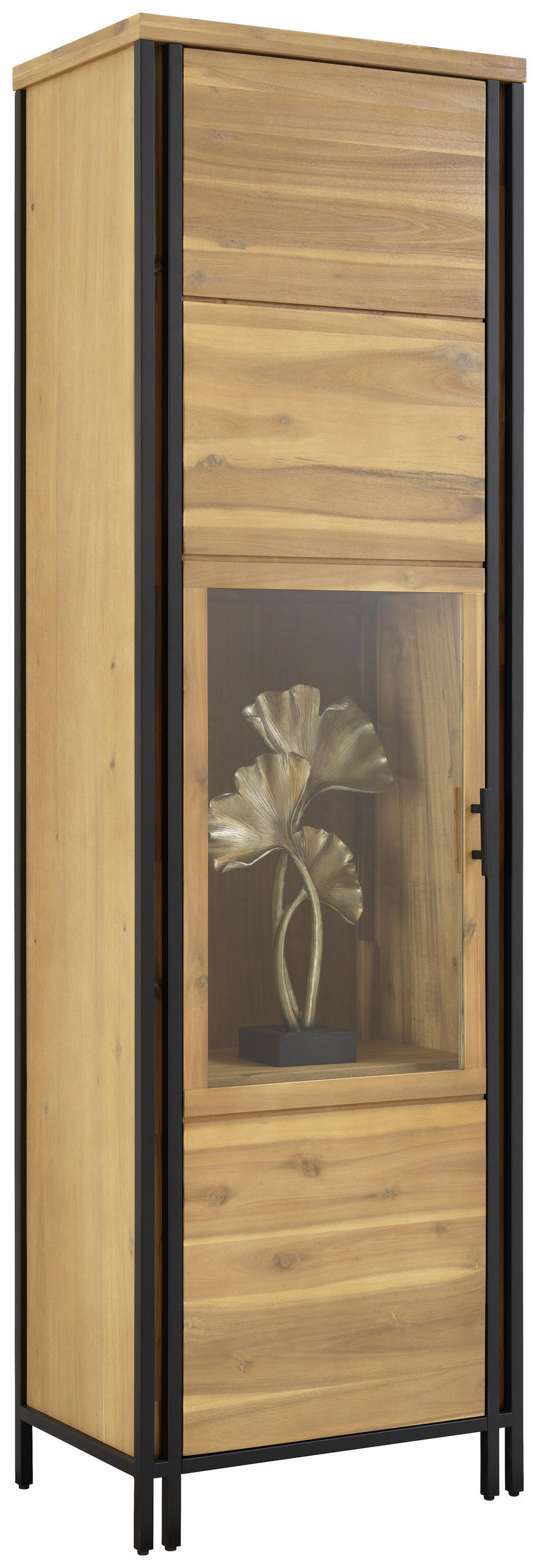 Vitrine in massiv Akazie Schwarz, Akaziefarben