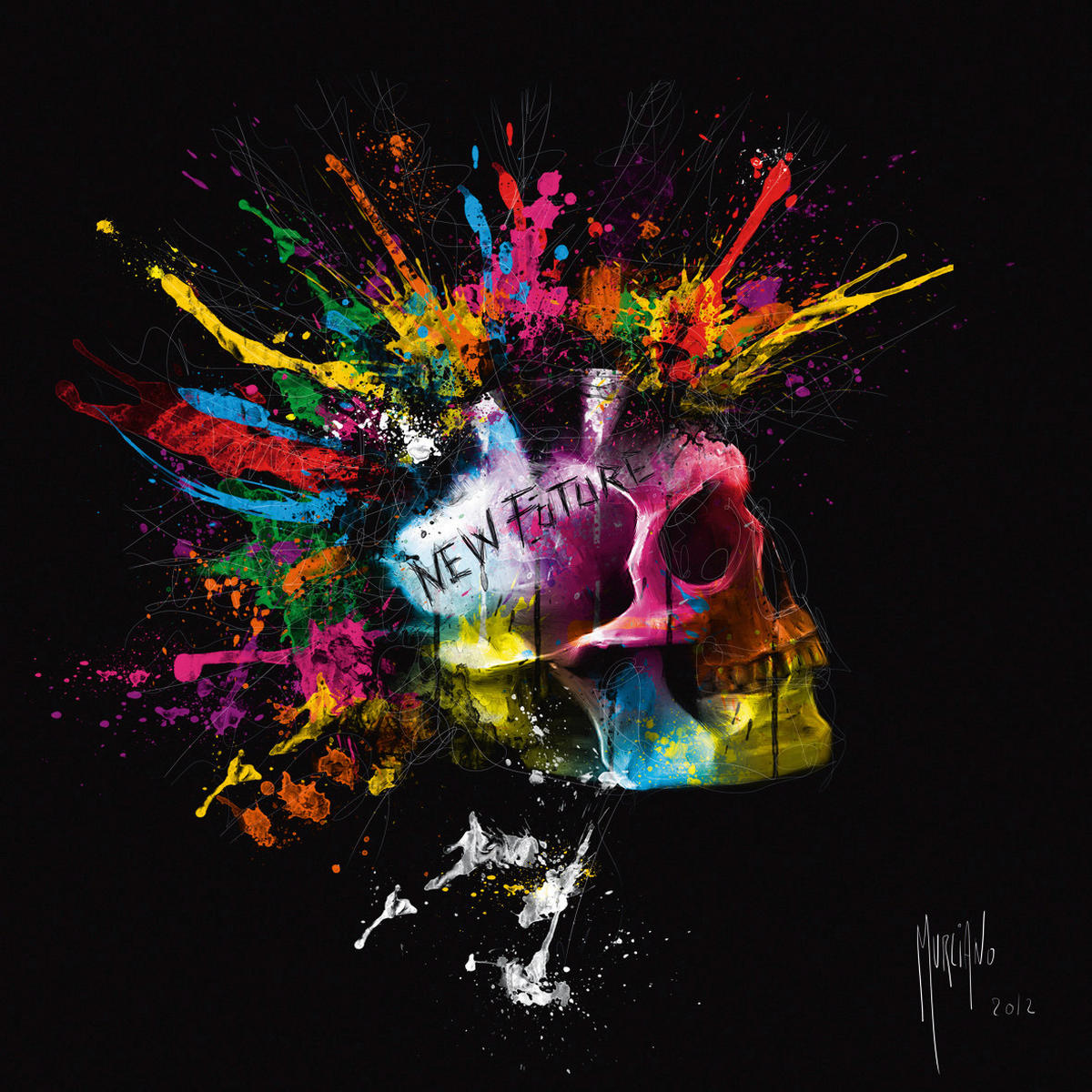 KUNSTDRUCK Abstraktes, Text 30/30 cm  - Gelb/Lila, Basics, Papier (30/30cm) - Monee