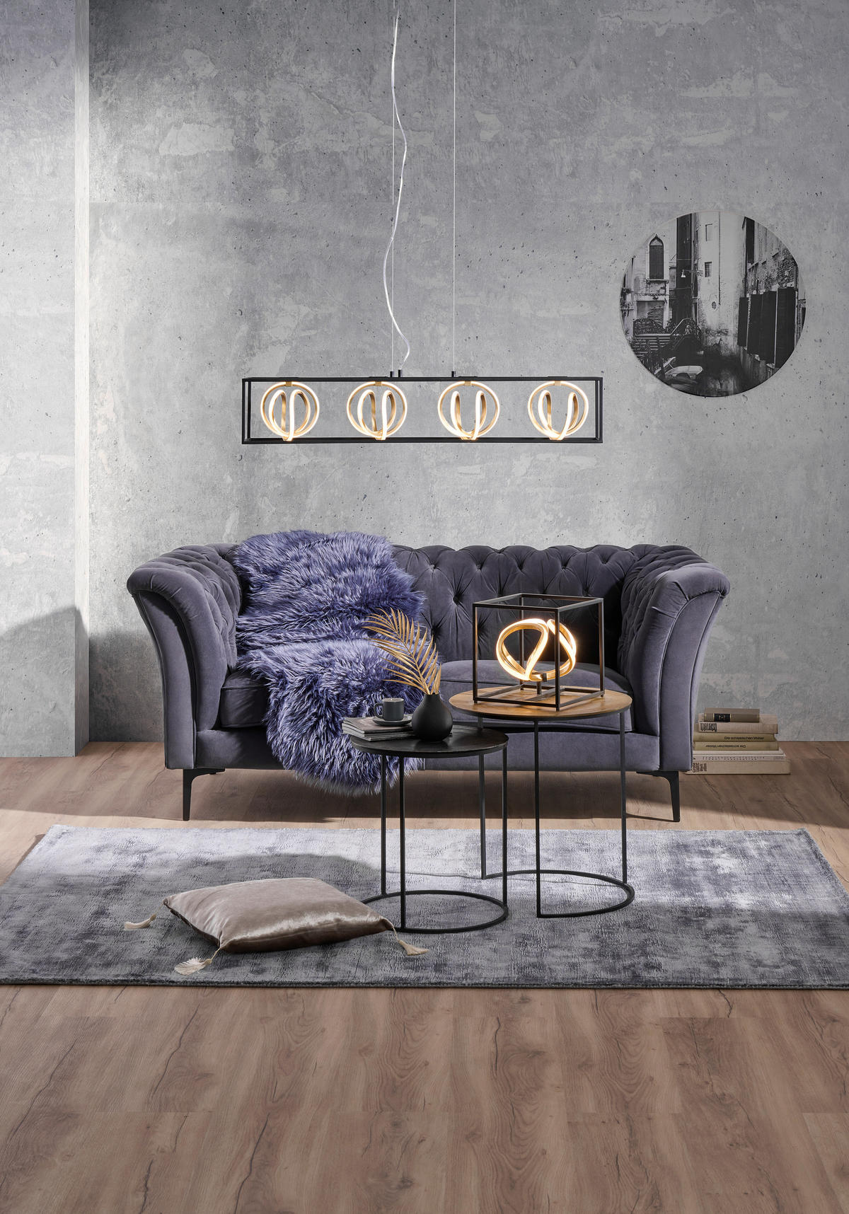 LED-HÄNGELEUCHTE 110/20/150 cm    - Weiss/Goldfarben, Lifestyle, Kunststoff/Metall (110/20/150cm) - Fischer & Honsel