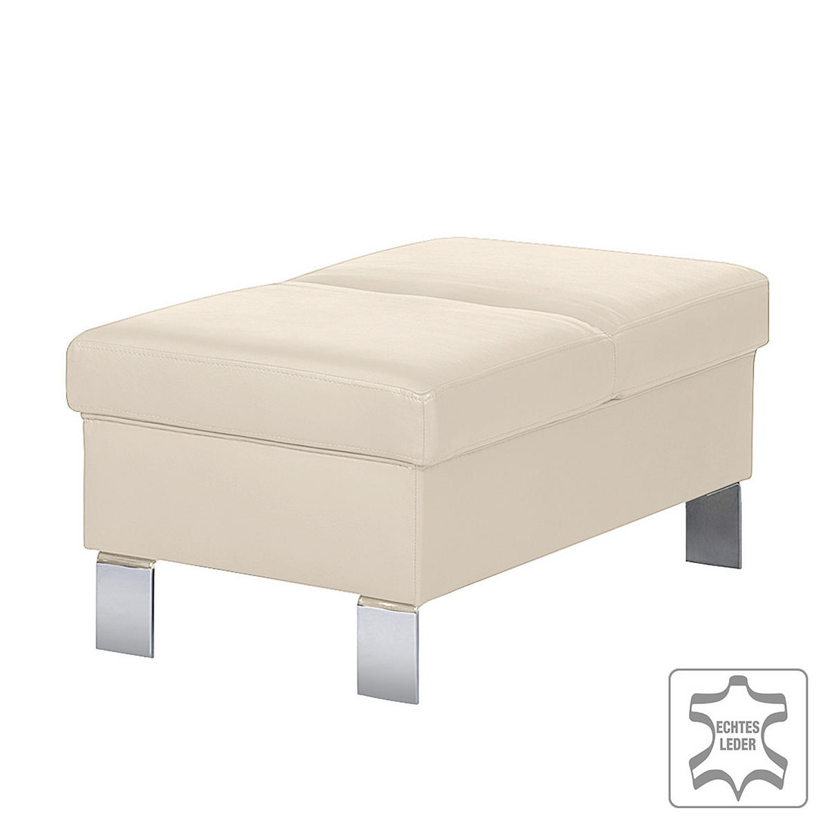 HOCKER in Leder Beige  - Chromfarben/Beige, Design, Leder/Metall (91/44/57cm) - Livetastic
