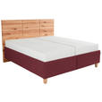 POLSTERBETT Matratze, Lattenrost, Bettkasten Buchefarben, Weinrot 180/200 cm  - Buchefarben/Weinrot, Design, Holz/Textil (180/200cm) - Valnatura