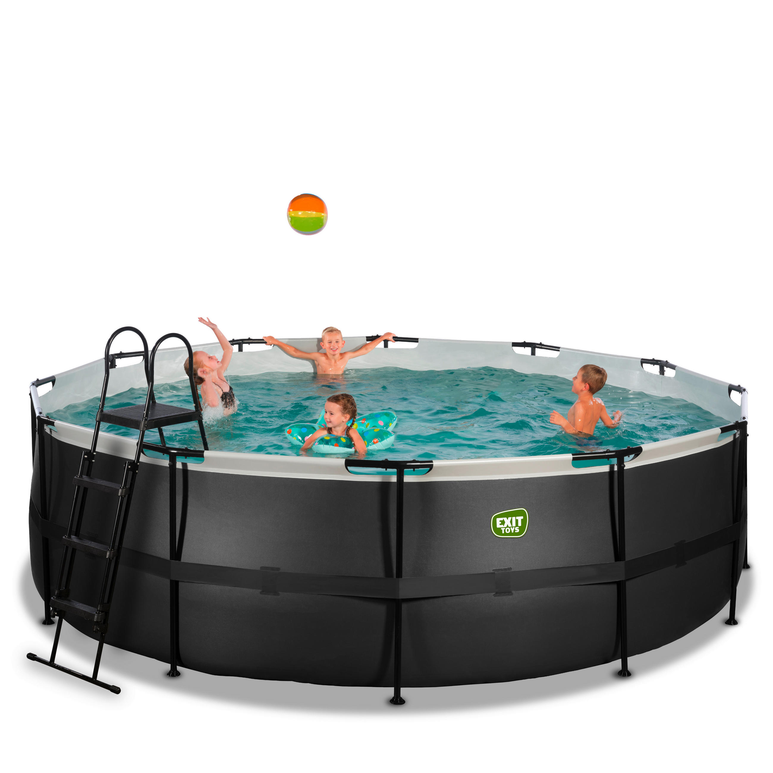 POOL-SET 450/122 cm  - Schwarz, KONVENTIONELL, Kunststoff (450/122cm) - EXIT Toys