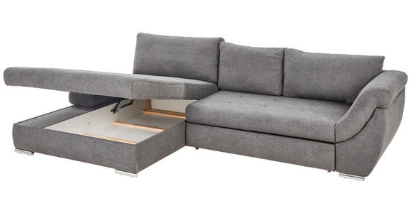 ECKSOFA Grau Flachgewebe  - Silberfarben/Grau, Design, Textil/Metall (174/306cm) - Carryhome