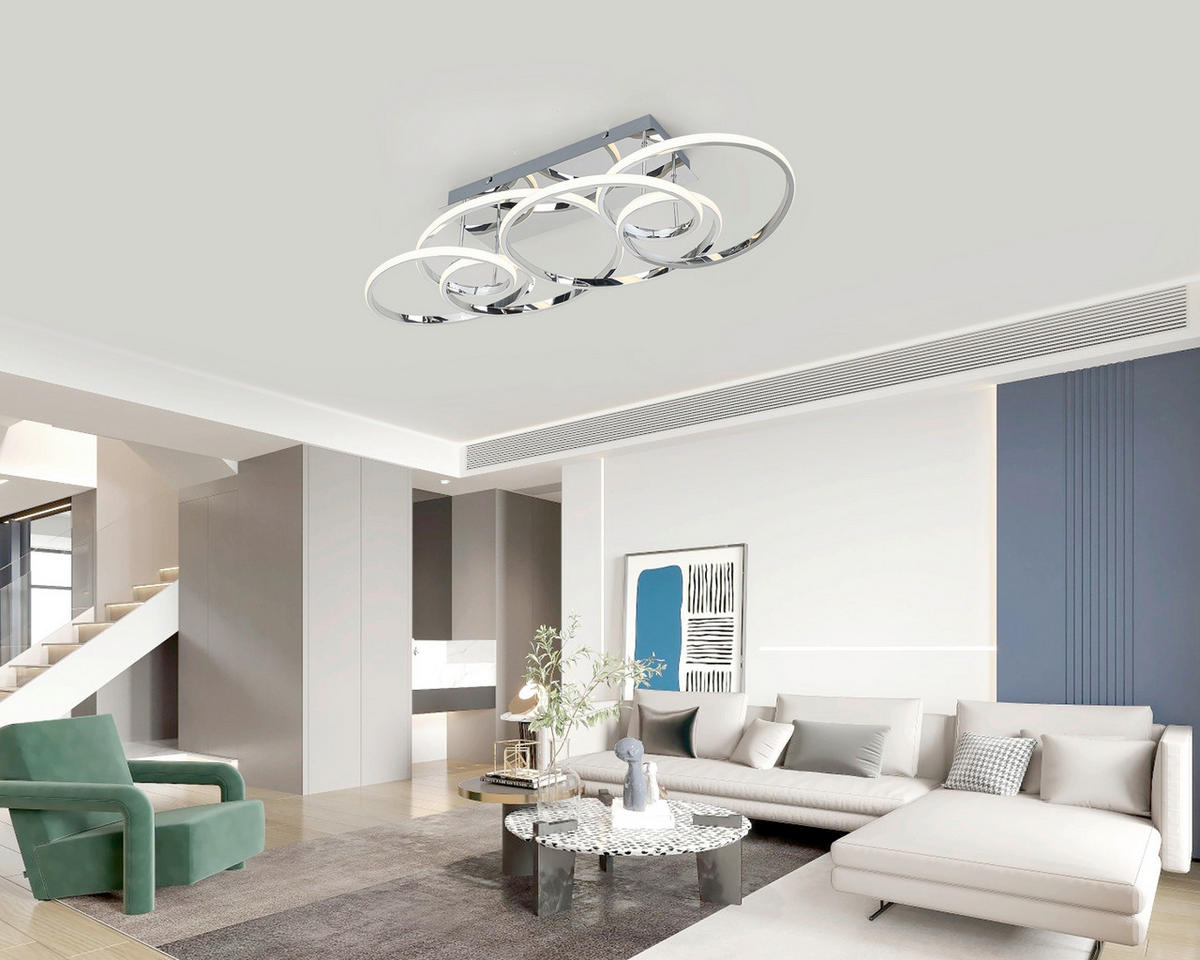 DECKENLEUCHTE 70/40/25 cm  - Chromfarben, Trend, Kunststoff/Metall (70/40/25cm) - Collett's Monde