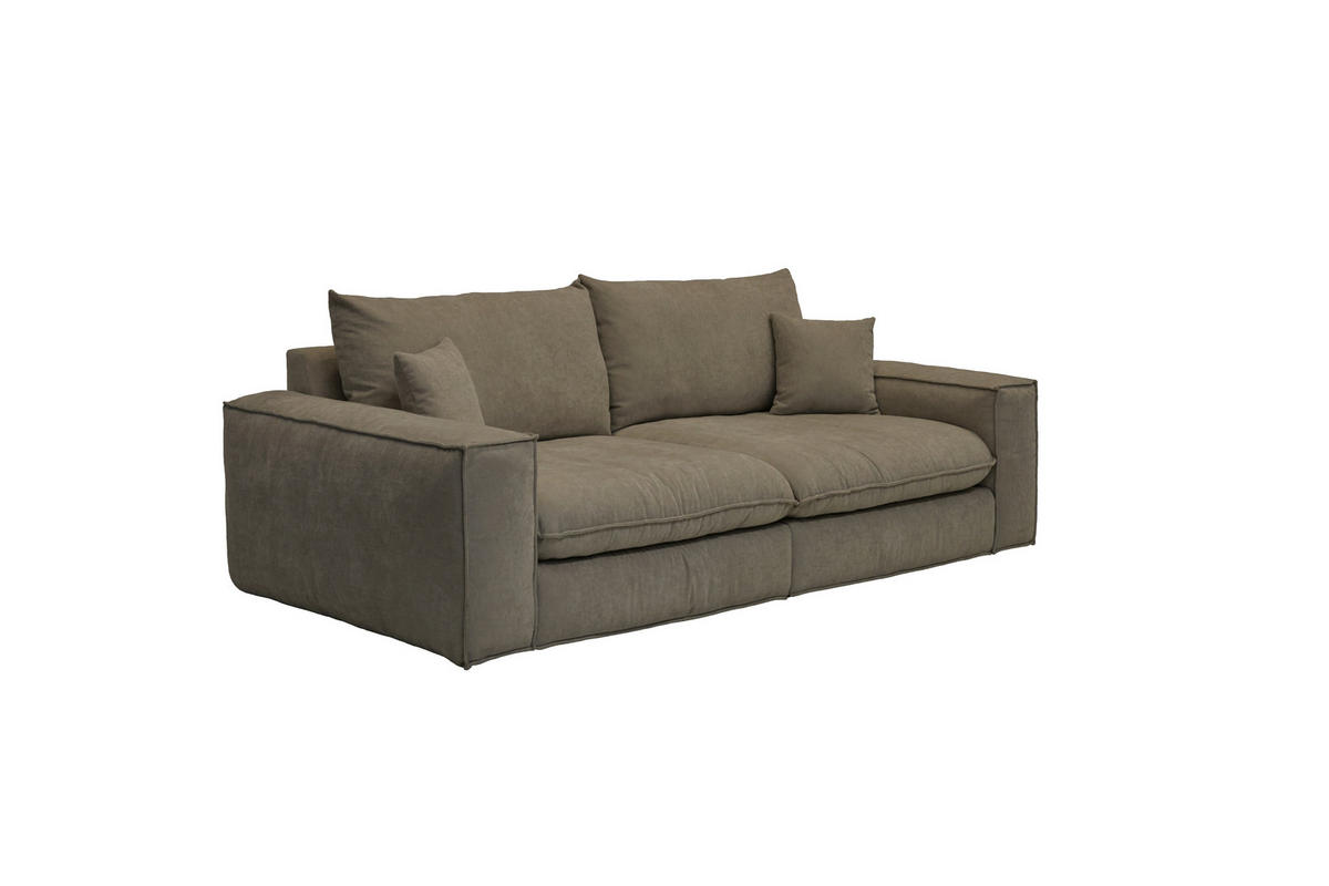 BIGSOFA Chenille Grau  - Schwarz/Grau, MODERN, Kunststoff/Textil (255/76/117cm) - Milino