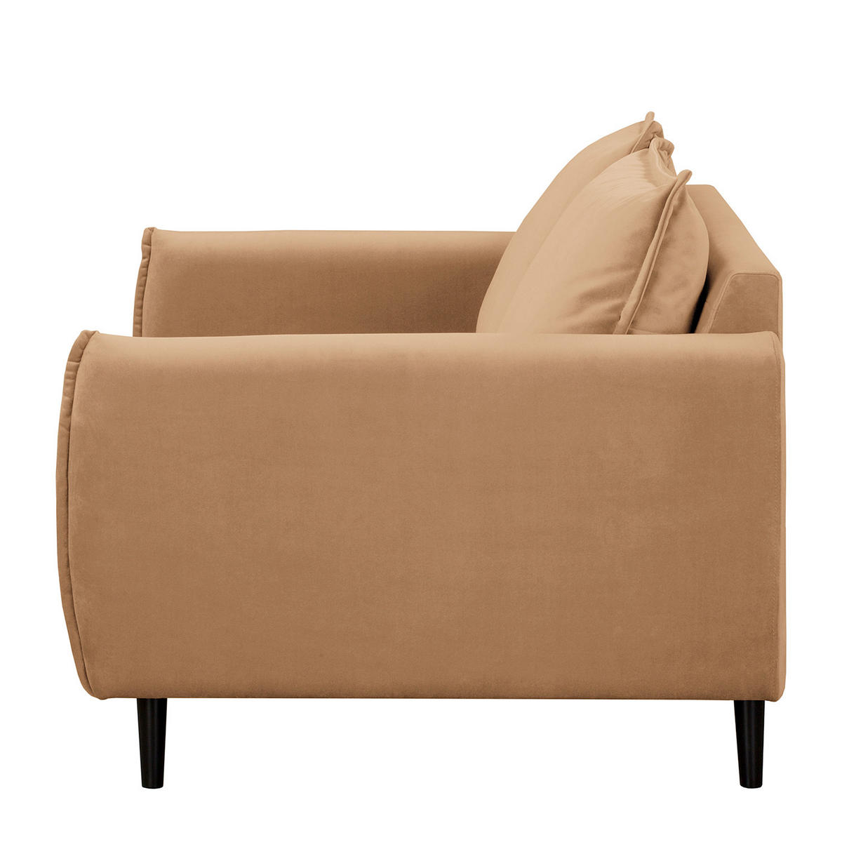 2-SITZER-SOFA JULI Samt Hellbraun  - Hellbraun/Schwarz, Design, Holz/Textil (138/86/100cm) - P & B