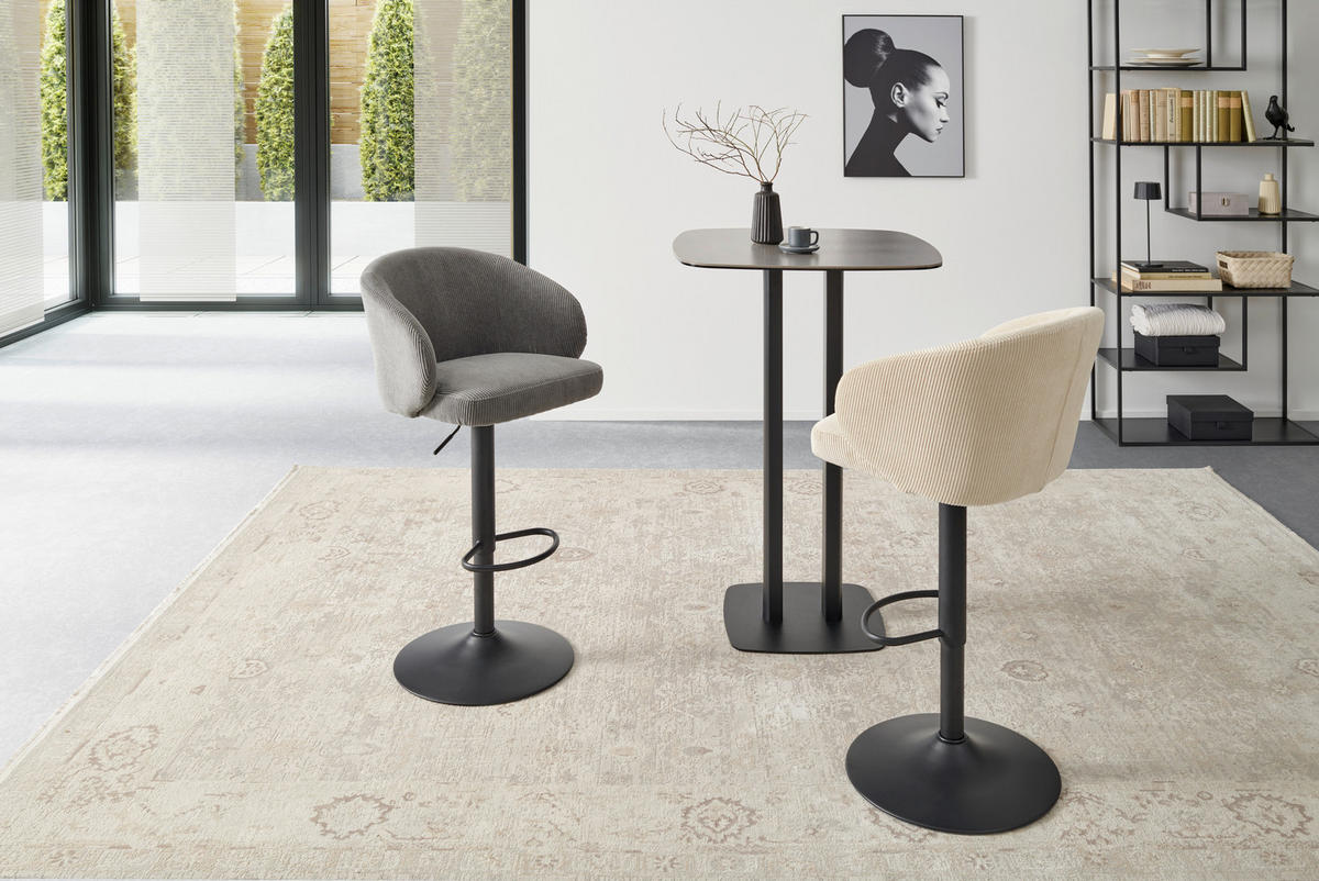 BARHOCKER in Metall, Textil Grau, Schwarz  - Schwarz/Grau, KONVENTIONELL, Textil/Metall (54/91-112/52cm) - MID.YOU