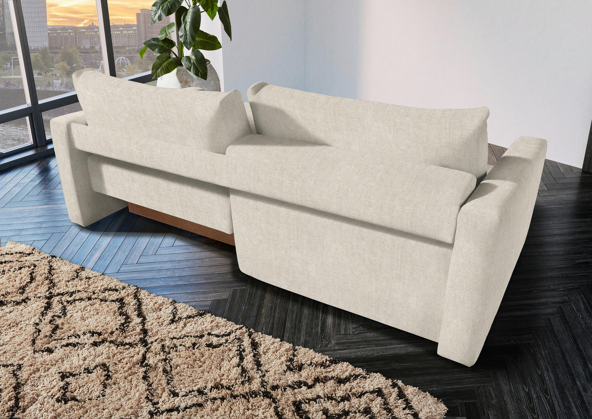 2,5-SITZER in Velours Beige  - Beige/Schwarz, Design, Kunststoff/Textil (240/70/125cm) - Xora