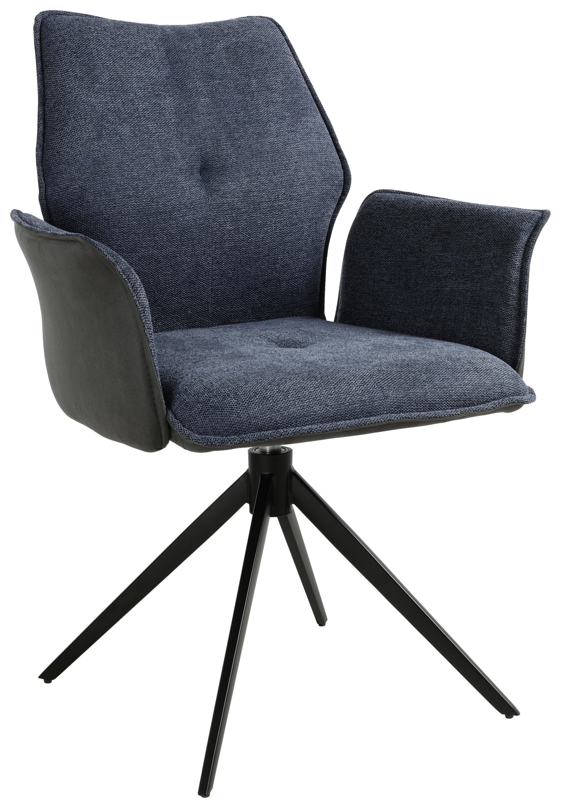 ARMLEHNSTUHL in Eisen Mikrofaser - Blau/Dunkelgrau, Design, Textil/Metall (65/90/62cm) - Novel
